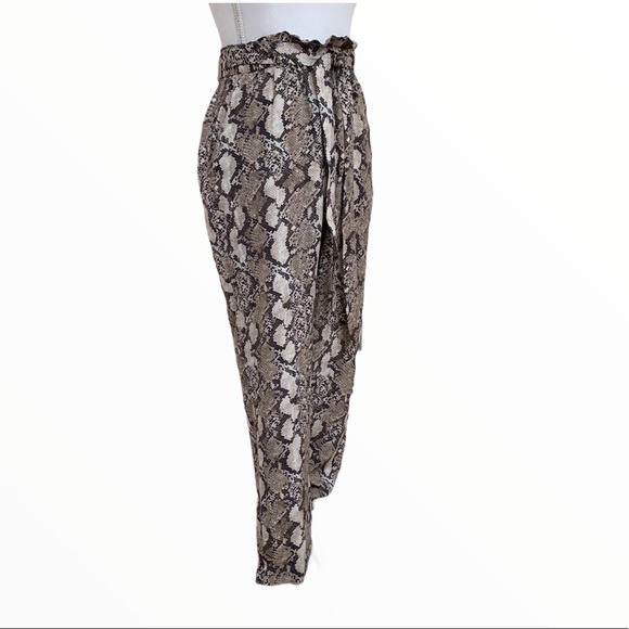 H&M SNAKESKIN BOHO BAGGY LOOSE FIT PULL ON ELASTIC WAISTBAND ANKLE PANTS - Picture 5 of 10